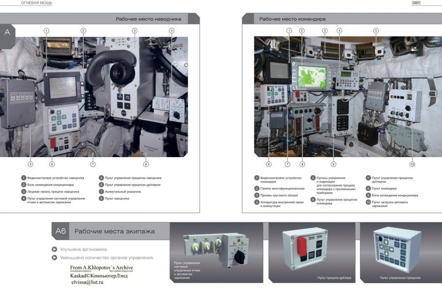T-90MS, SOSNA-U si LCD-ul Catherine instalate la postul tunarului (stanga) si un al doilea LCD la postul comandantului (dreapta) - Sursa: survincity.com