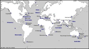 Reteaua de posturi navale britanice in 1914 - Sursa: reddit.com